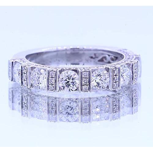 Anniversary Band Round Diamond Classic Look 1.65 Carats White Gold 14K Band