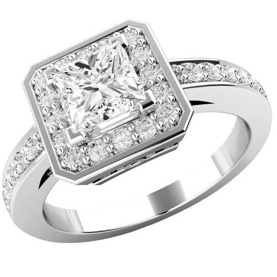 Anniversary Ring 3.85 Ct Round Brilliant Cut Diamonds Halo White Gold 14K Halo Ring