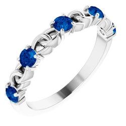 Anniversary Ring Blue Sapphires 1 Carat White Gold 14K