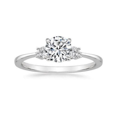 Anniversary Ring Round Cut 3.00 Carats Diamonds Three Stone White Gold 14K New Three Stone Ring