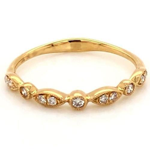 Anniversary Wedding Band 0.50 Carats Pave Setting Yellow Gold Fine Jewelry Half Eternity Band