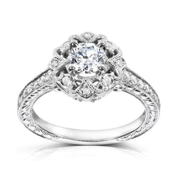Real  Antique Style Diamond Engagement Ring 2.25 Carats White Gold Jewelry