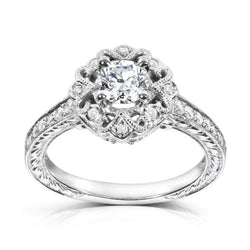 Antique Style Natural Earth Mined Diamond Engagement Ring 2.25 Carats White Gold Jewelry