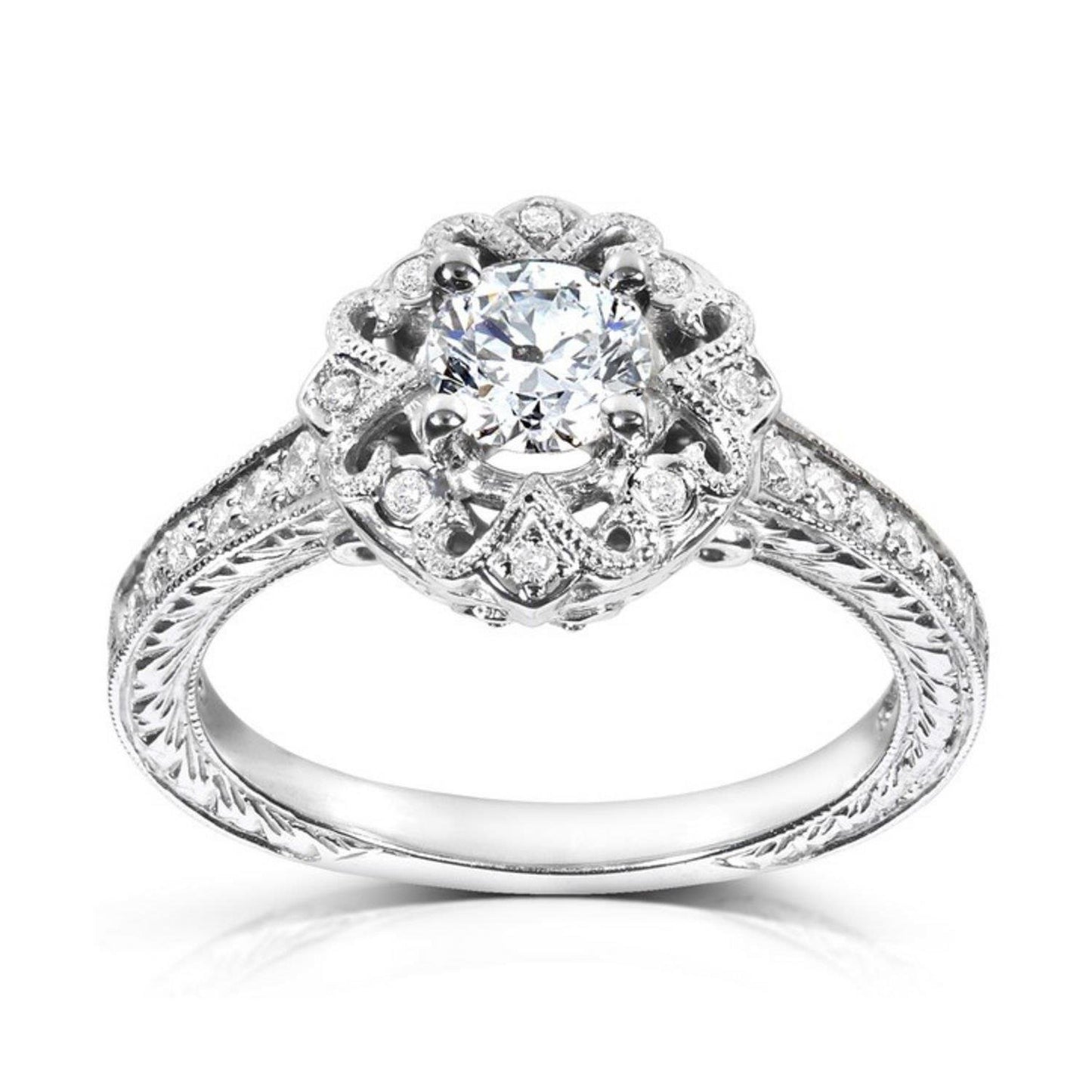 Antique Style Diamond Engagement Ring White Gold Jewelry 2.25 Carats Engagement Ring