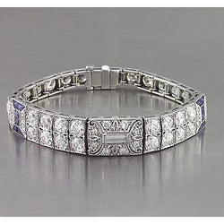 Antique Style Women Bracelet Sapphire And Diamond 24.80 Carats
