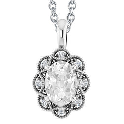 Antique Style Natural Earth Mined Diamond Pendant Slide Oval Old Miner 5 Ct. Flower Style