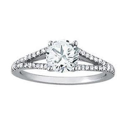 1.18 Carats Diamond Ring With Accents Split Shank White Gold 14K