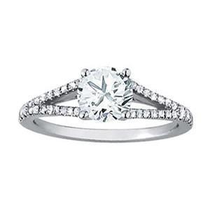  half bazel fancy Engagement White Gold Diamond Solitaire Ring with Accents