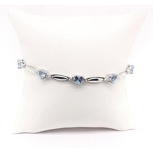 Aquamarine Heart Shape Diamond Bracelet Jewelry Gemstone Bracelet