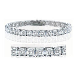 Real  Asscher Cut Diamond Gorgeous Tennis Bracelet 48 Carats Gold Jewelry
