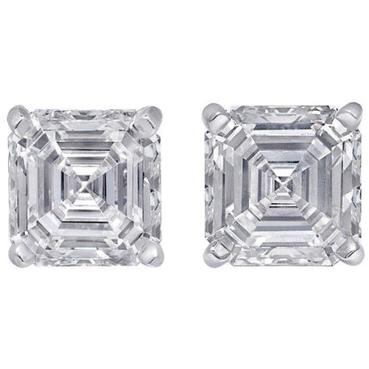 Asscher Cut Diamond Stud Earring White Gold Lady Jewelry 3 Carats Stud Earrings