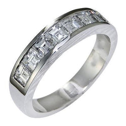 Asscher Cut Diamond Wedding Band 3.50 Carats White Gold 14K Men's Ring