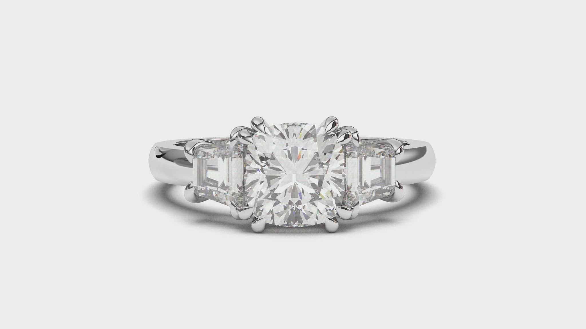 Sparkling Three Stone 2.20 Carats Cushion Wedding Ring