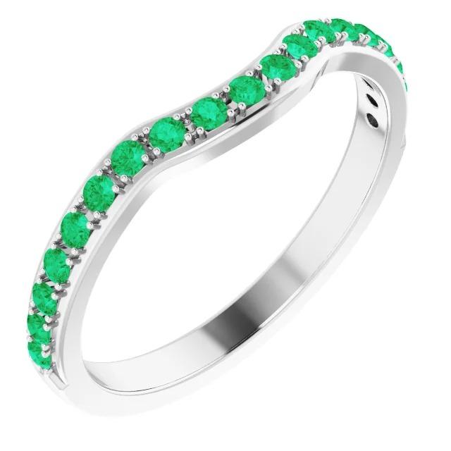 Band 1.20 Carats Prong Setting Columbian Green Emerald Women Jewelry Band