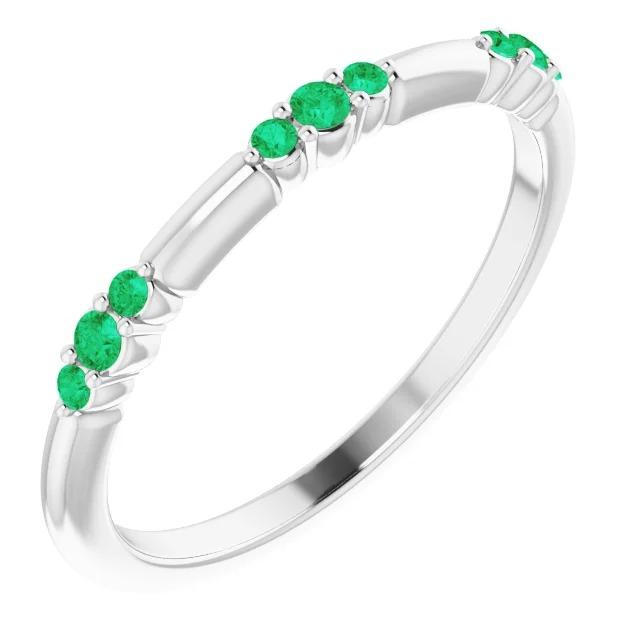 Females stylish Band Columbian Green Emeralds  Women Jewelry Band