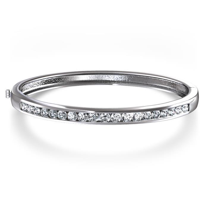 Bangle Sparkling Round Brilliant Diamonds White Gold 3 Ct Bangle