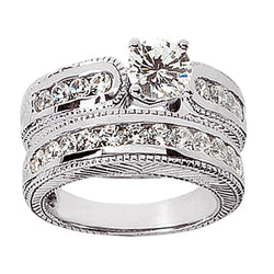 Beautiful 2 Carat Diamonds Engagement Ring Set White Gold