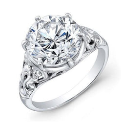 Real  Beautiful Diamond Solitaire Engagement Ring 5 Carats White Gold 14K
