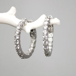 Beautiful Round Cut Diamond Hoop Earring Solid White Gold 14K 3 Ct.