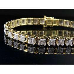 Beautiful Round Shape Diamond Men Bracelet 5.75 Carats 14K Gold