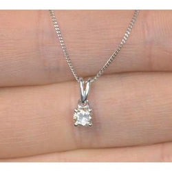 Beautiful Round Diamond Necklace Pendant 1 Carat White Gold Jewelry