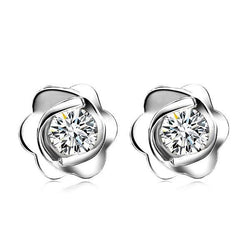 Bezel Set 2.00 Ct. Diamonds Flower Style Studs Earrings White Gold 14K