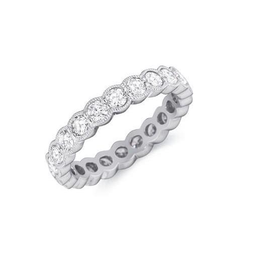 Bezel Set 3.50 Ct Round Cut Diamonds Anniversary Band Gold White 14K Band