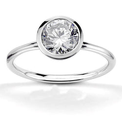 Bezel Set 3 Carat Big Round Cut Diamond Solitaire Ring White Gold 14K