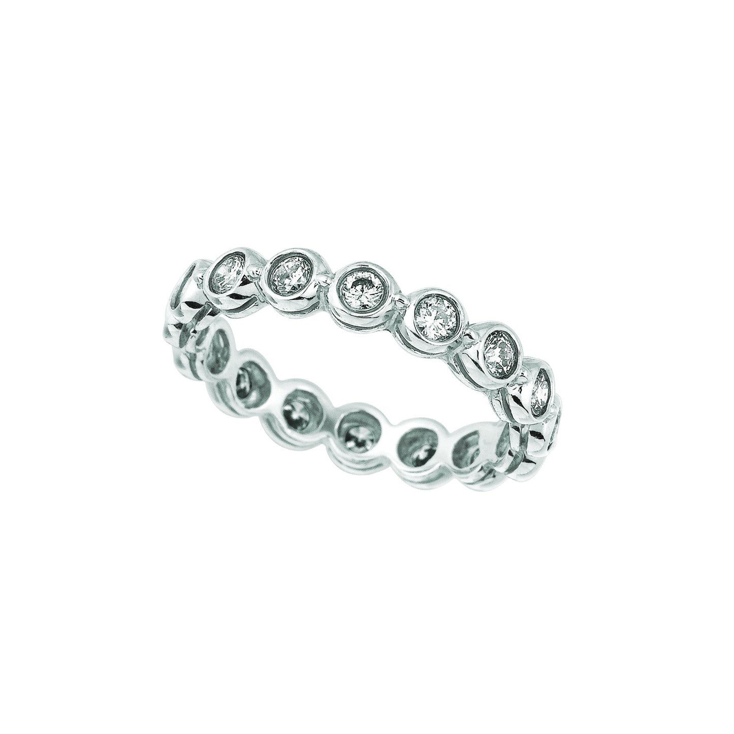 Bezel Set Diamond Eternity Band Ring 1 Carats 14K White Ring