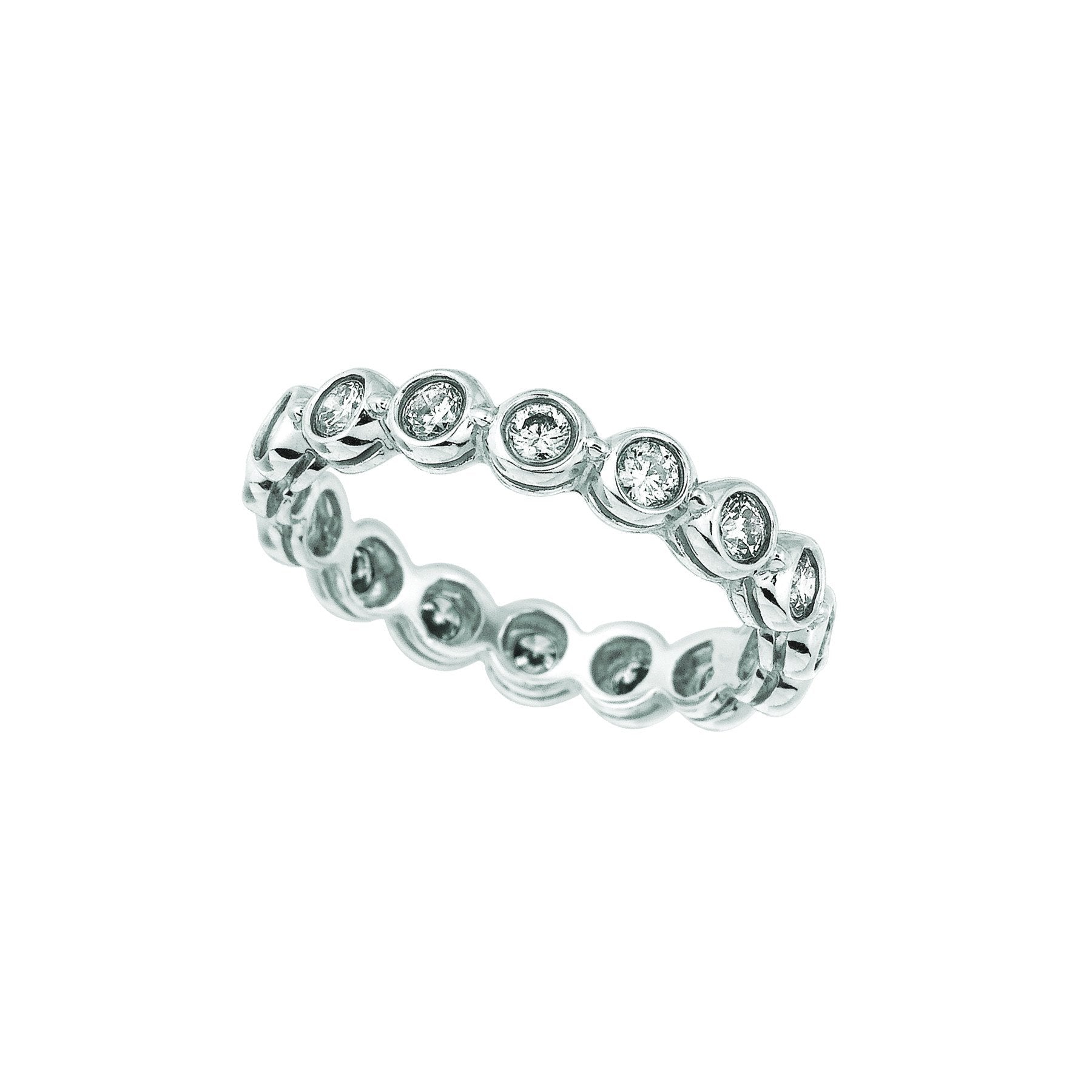 Bezel Set Diamond Eternity Band Ring 1 Carats 14K White Ring