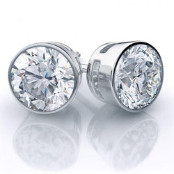 Bezel Set Round Diamond Stud Earring