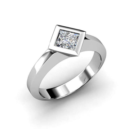 Bezel Set Solitaire Diamond Wedding Ring 