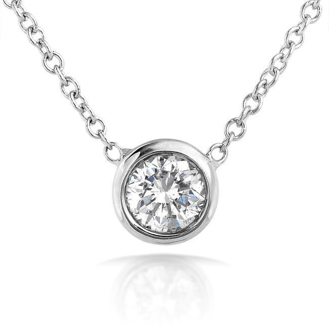 Bezel Set Round Diamond Pendant Women Gold Jewelry 2 Carats Pendant