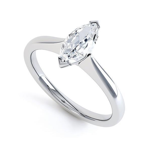Fancy Bezel Set Solitaire Marquise Cut Diamond Wedding Ring White Gold Solitaire Ring