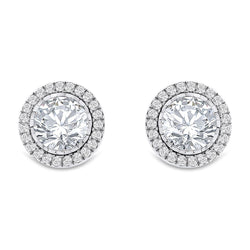 Bezel Set Women Stud Earrings 3.70 Carats Real Natural Earth Mined Diamonds Gold White 14K