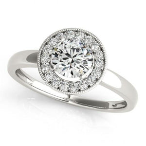 Bezel Setting 1.10 Carats Round Diamonds Anniversary Halo Ring White Gold 14K Halo Ring