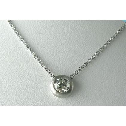 Bezel Setting Diamond Necklace Pendant 1 Carat White Gold Round Cut Diamond Pendant