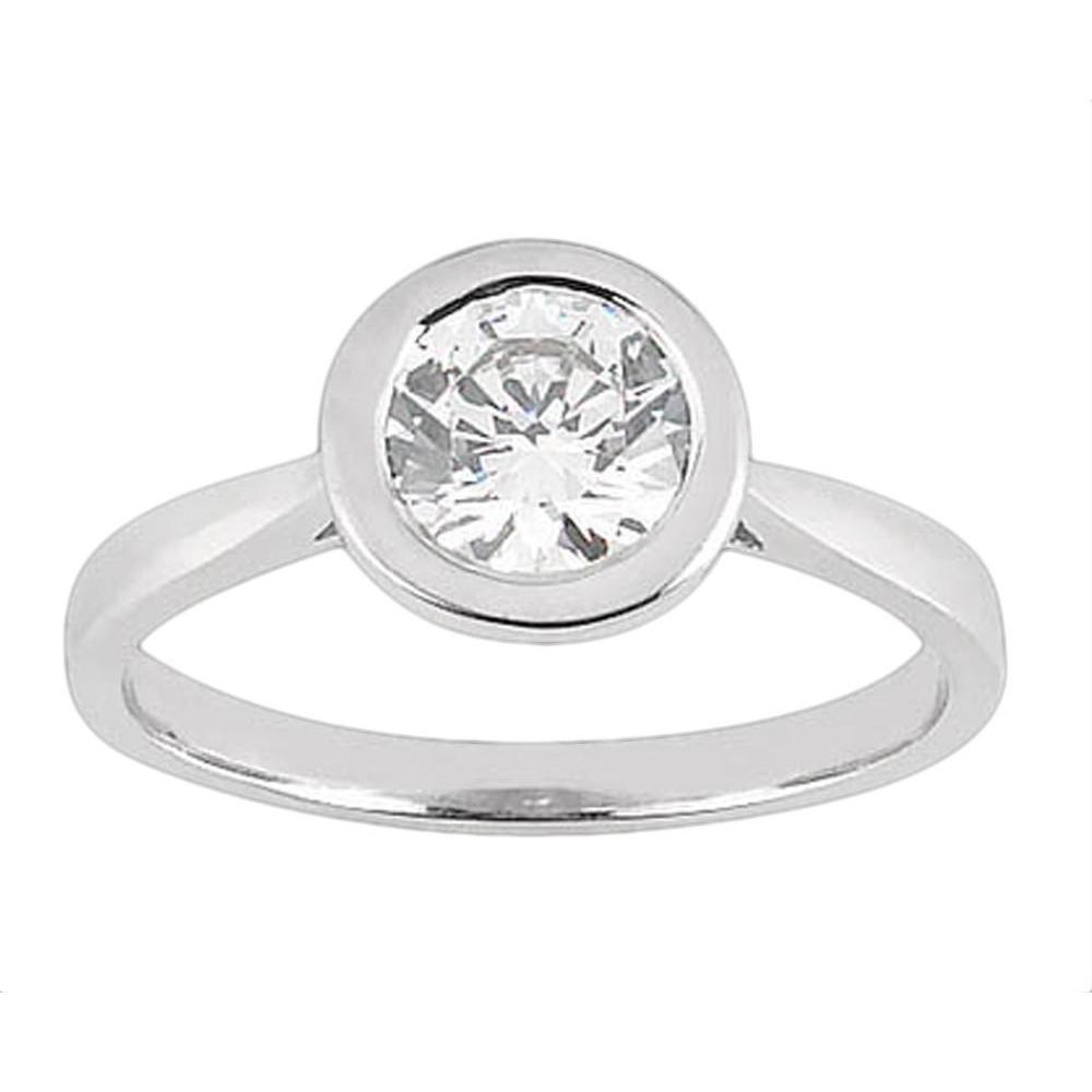 Bezel Setting New High Quality Wedding Solitaire White Gold Diamond Anniversary Ring 