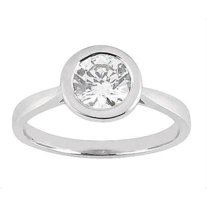 Bezel Setting New High Quality Wedding Solitaire White Gold Diamond Anniversary Ring 