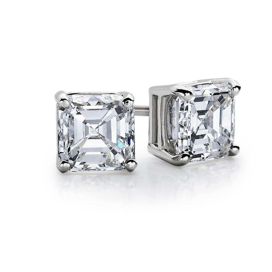 Big Asscher Cut Diamond Stud Earring  White Gold Jewelry Stud Earrings