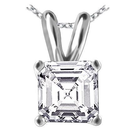 Big Asscher Cut Solitaire Diamond Ladies Pendant 3 Carats White Gold Jewelry Pendant