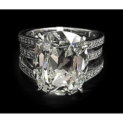 Real  Big Cushion Cut Diamond Engagement Ring 7.5 Carats White Gold 14K