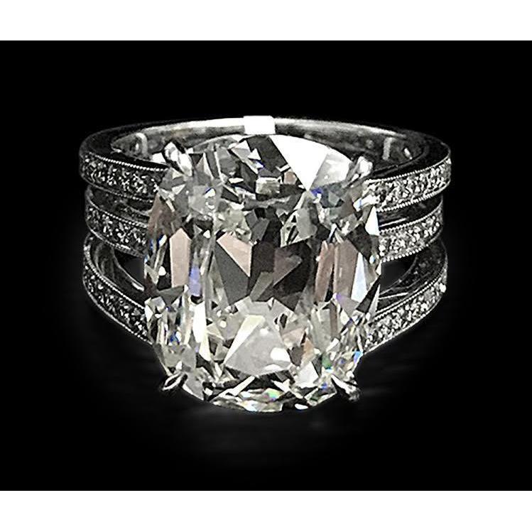 Big Cushion Cut Diamond Engagement Ring White Gold 14K 7.5 Carats Engagement Ring
