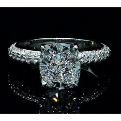 Big Cushion Natural Earth Mined Diamond Engagement Ring With Accents 7.25 Carats New