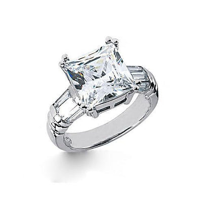 Big Diamond Ring 4.50 Ct. Diamond Three Stone Gold Engagement Ring