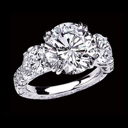 Big Diamond Ring 6 Ct. Diamonds 3 Stone Ring White Gold Three Stone Ring