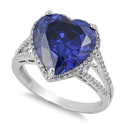 Big Heart Cut Sri Lanka Blue Sapphire Diamond  White Gold  Gemstone Ring