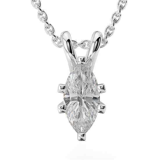 Big Marquise Cut 2 Ct Solitaire Diamond Pendant Necklace White Gold Pendant