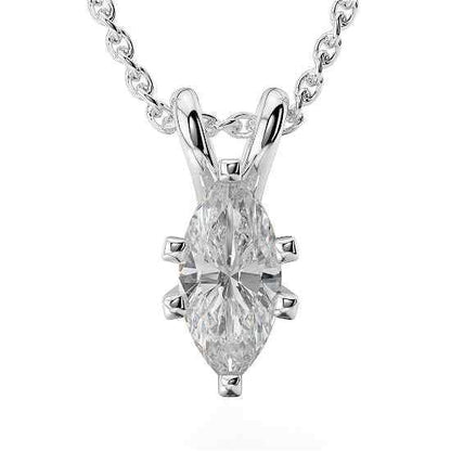 Big Marquise Cut 2 Ct Solitaire Diamond Pendant Necklace White Gold Pendant