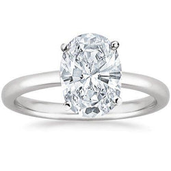 Oval Cut Solitaire 2.75 Carats Diamond Engagement Ring White Gold 14K
